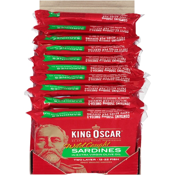 King Oscar Sardines 2-Layer In Extra Virgin Olive Oil 3.75 Oz., PK12